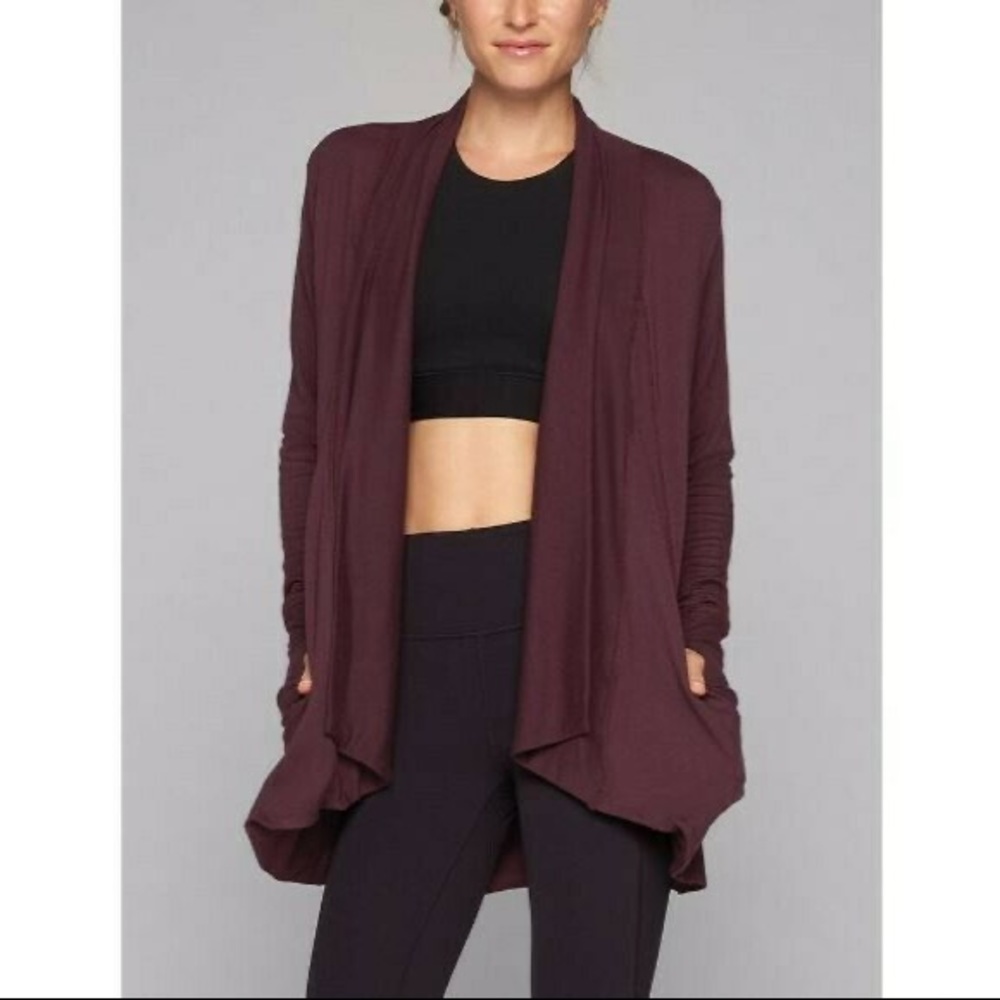 Athleta Pranayama Wrap Purple Cardigan Pockets Size Large